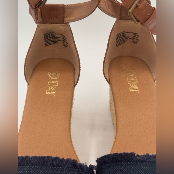 📣 Brash Denim Wedge Sandals | Women’s 9.5 | Strappy Ankle Strap | - Picture 3 of 5